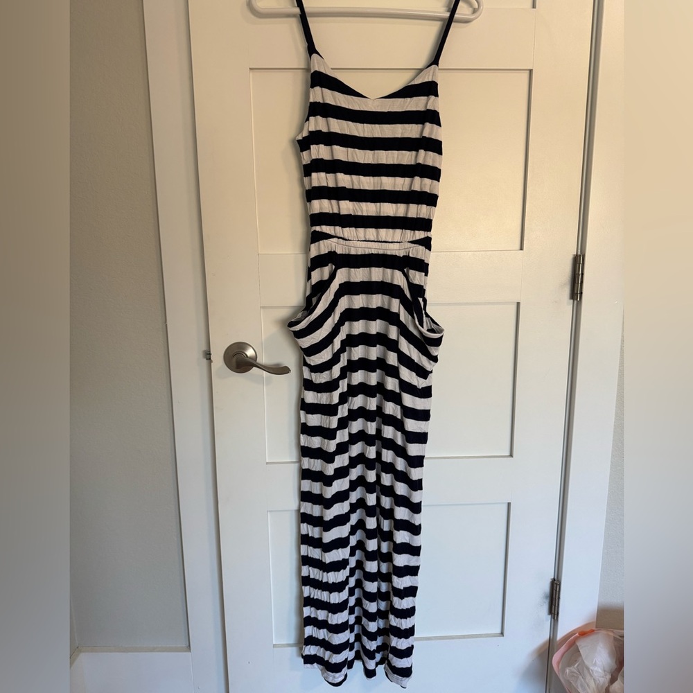 Gap Navy Striped Midi Dress with Adjustable Straps and Pockets Women’s size xs
